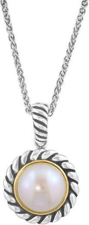 Effy Freshwater Pearl Two-Tone Pendant Necklace in White Gold at Nordstrom Rack, Size 18