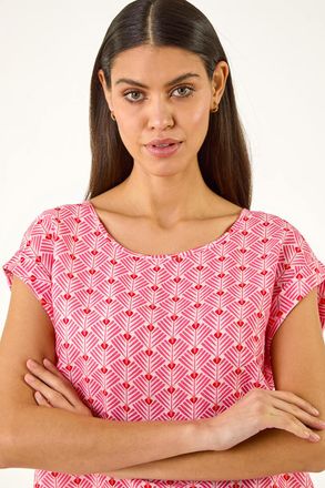 Roman Geometric Print Shell Top