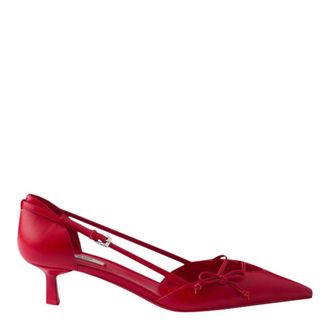 Prada Pointed toe bow-detail pumps - female - Prada - Pumps - Red - 4 1/2 UK - Shoes