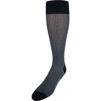 Trafalgar Store Gerald Box Designed Mercerized Cotton Mid-Calf Socks in Black And Grey at Nordstrom
