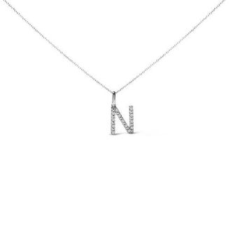 House of Brilliance Sterling Silver Diamond Accent A-Z Initial Pendant Necklace in Sterling Silver |N at Nordstrom