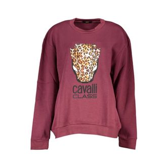 Cavalli Fleece Crew Neck Sweatshirt - Dames - Sweatshirts - Paars - S - Katoen - Hoodies & sweatvesten