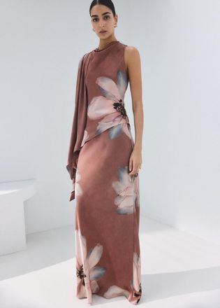 Mango Blusa floreale con collo arricciato rosa pastello - Donna - XS - MANGO