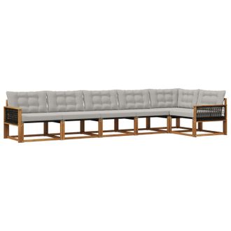 vidaXL Conjunto De Sof&aacute;s De Exterior 6 Pcs Natural Y Gris Claro Vidaxl