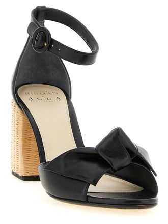 Alexandre Birman Raffia-Blocked Heel Sandals - Black