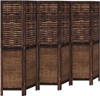 vidaXL Room Divider 6 Panels Dark Brown Solid Wood Paulownia Vidaxl