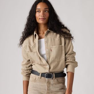 Levi's Teodora Western Shirt - Womens - XS - Beige / Chipped Winter Twig Wst