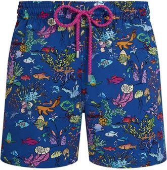 Vilebrequin Stretch Short Swim Shorts Aquarium - Heren - Strandmode - Blauw - XL - Leer - Badmode