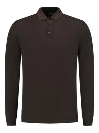 Zanone long-sleeved wool polo shirt - men - Wool - 50 - Brown