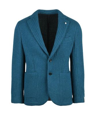 L.B.M. 1911 Knit Blazer with Ribbed Texture and Two-Button Closure