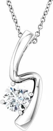 Pompeii3 1/2ct Solitaire Round Moissanite 10k White Gold Pendant & Chain Womens Jewelry