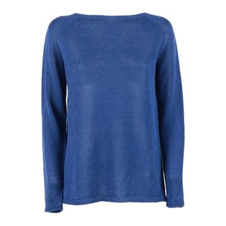 Max Mara Round-neck Knitwear, female, Blue, Size: S Giolino Top
