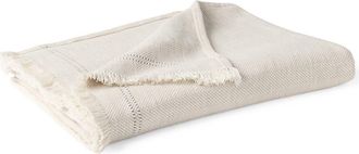 Coyuchi Canyon Organic Cotton Throw Blanket in Oyster Herringbone at Nordstrom