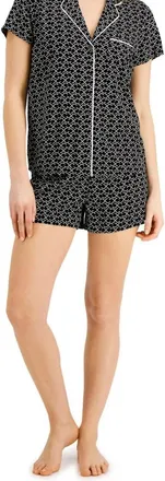 Alfani Printed Notch Collar Pajama Shorts Set In C Geo