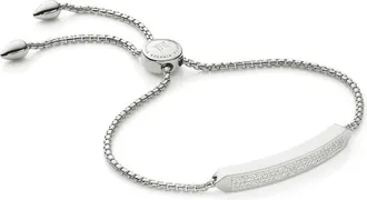 Monica Vinader Sterling Silver Baja Skinny Bracelet Diamond