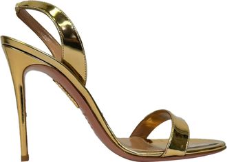 Aquazzura So Nude Sandal 105 in Gold Patent Leather