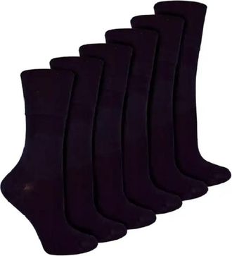 Generic Ladies 6, 12 Pairs Multipack Bamboo Extra Wide Non Elastic Gentle Grip Diabetic Socks for Women UK Size 4-8 (Black 12 Pairs)