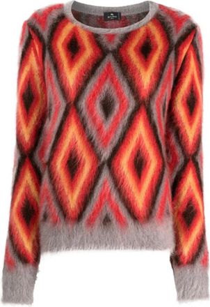 Etro Rondgebreide trui met ronde hals - Dames - Ronde hals truien - Veelkleurig - M - Wol - Truien & Vesten