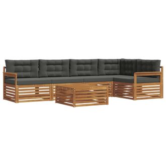 vidaXL Conjunto De Sof&aacute;s De Exterior 6 Pcs Natural Y Antracita Vidaxl
