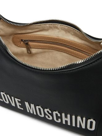 Moschino Womens Logo Plaque Shoulder Bag Black >