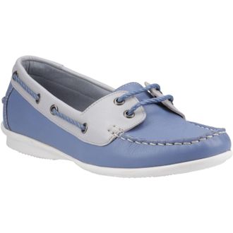 Hush Puppies Irene Leather Womens Blue Boat Shoes - Size UK 4