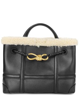 Tiffany & Fred Smooth Leather & Shearling Top-Handle Tote