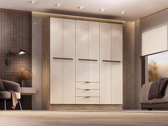 Vente-Unique Armadio 6 ante e 3 cassetti L180 cm Beige e naturale - PEROLI