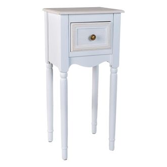 Wanderlust Deco Mesita De Madera Blanca 33x26,5x72,5