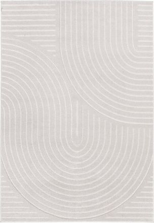 AFK Living Alfombra blanca súper suave y gráfica gris 120 x 170 cm