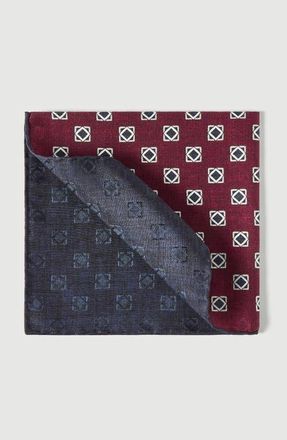 Brunello Cucinelli Silk geometric pattern pocket square in Burgundy at Nordstrom