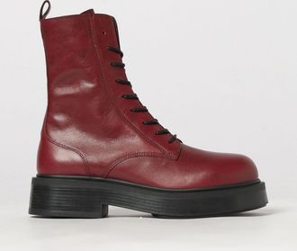 Vic Mati&eacute; Calfskin Leather Combat Boots with Side Zip and Rubber Sole