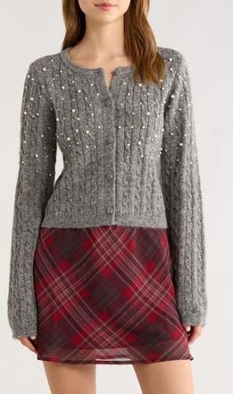All in Favor Faux Pearl Embellished Sweater in Charcoal at Nordstrom Rack, Size X-Small