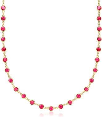 Ross-Simons Bezel-Set Ruby Necklace in 18kt Gold Over Sterling