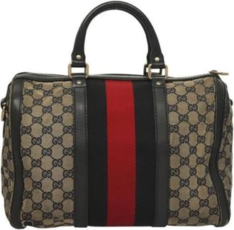 Gucci Pre-owned Canvas gucci-bags - Dames - Vintage Handtas - Blauw - ONE Size - Leer - Vintage