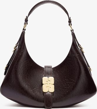 Ganni Brown Small Kat Bag in Shine