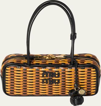 Miu Miu Beau Woven Leather Top-Handle Bag