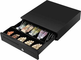 Costway Costway - Cassetto Portasoldi, Cassetto Porta contanti, Cassetto per Registratore di Cassa, 5 scomparti per Monete e 5 scomparti per Banconote