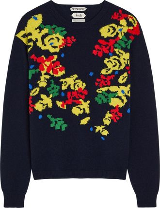 J.W.Anderson Pringle Floral Wool Jumper - Navy - S (UK8-10 / S)
