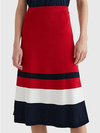 Tommy Hilfiger Colour-blocked fit and flare midi-rok