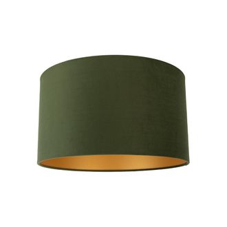 QAZQA Pantalla De L&aacute;mpara De Terciopelo Verde 35/35/20 Con Interior Dorado, - Qazqa