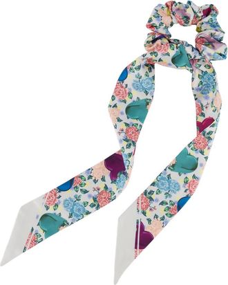 Kurt Geiger Tapestry Print Bow Scrunchie in Bone at Nordstrom