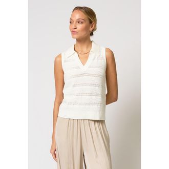 Central Park West Avery Pointelle Johnny Collar in Ivory at Nordstrom, Size X-Small