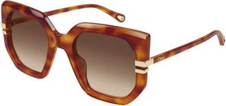 Chlo&eacute; Acetate Zonnebrillen - Dames - Zonnebrillen - Bruin - 53 MM - Nylon - Accessoires