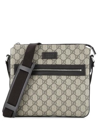 Gucci Front Zip Messenger GG Coated Canvas Medium crossbody bag - Bruin