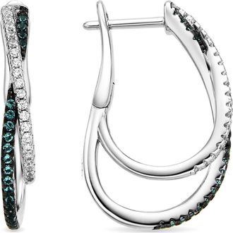 Luxenter oorbellen in 925 sterling zilver en Paraiba groen hydrothermale kwarts rhodium afwerking - Atyra