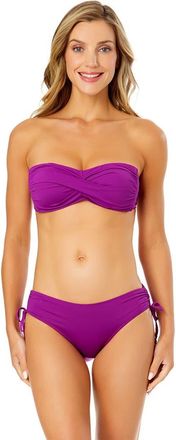 Anne Cole Womens Live In Color Twist Bandeau Bikini Top in Fuchsia at Nordstrom, Size X-Small