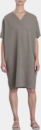 Black Crane V-Neck Mini Dress In Pigment Grey