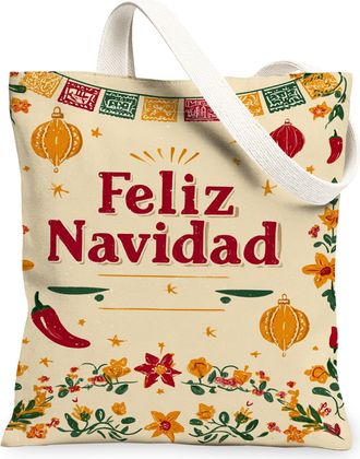 Generic Floral Canvas Tote Bags, Decorative Plant Pattern Reusable Grocery Bags, Vintage Lightweight Washable Shoulder Strap for Tr, Beige, 13x15 Inch