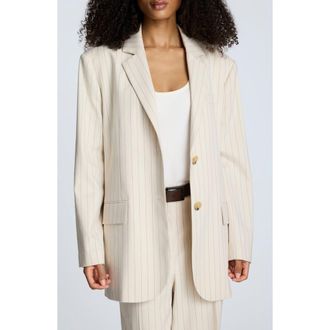 Kenneth Cole Pinstripe Oversize Blazer in Neutral Combo at Nordstrom Rack, Size X-Small