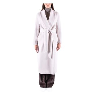 Max Mara Jassen, Dames, Grijs, S, Wol, Jas met sjaalkraag Logodetail
